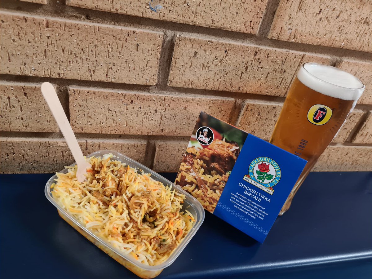 😋 Beer and Biryani - £8.50. 

Our Chicken Tikka Biryani from @thecateringco1 is available in every stand for tomorrow's game. 

<a href="/EFL/">EFL</a> clubs, show us your best @footyscran 👇

#Rovers 🔵⚪️