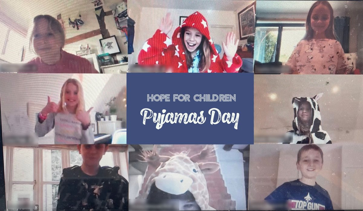 Cranford_Sch's tweet photo. Great to see Year 6 rockin their Jim Jams during online lessons today! Excellent fundraising spirit from home. #hopeforchildren #pyjamasday https://t.co/mahVpIXZFp