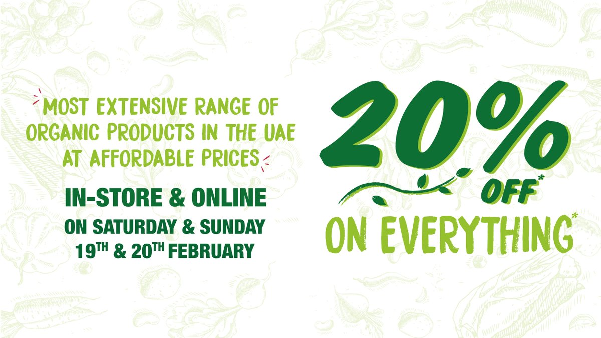 Get your shopping carts ready this Saturday &amp; Sunday and embark on a healthier journey with us. 💚🛒 Fruit &amp; vegetables, bakery, dairy, meat, pantry essentials &amp; so much more at 20% off! See you there 🖐