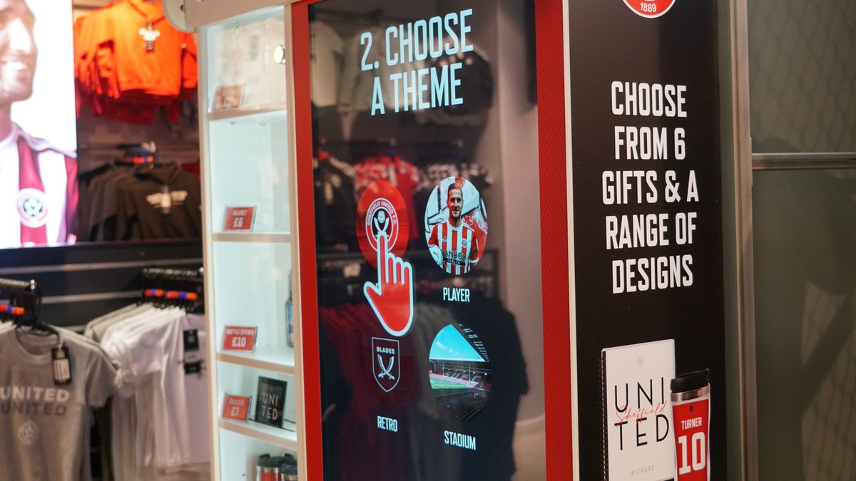 SUFCServices's tweet photo. My Moments x SUFC ⭐️

Come and take a look at our new My Moments Kiosk in the club shop. 

- Choose a product.
- Choose a design.
- Personalise it. 

Available in the Bramall Lane retail store now! https://t.co/it06DWGCED