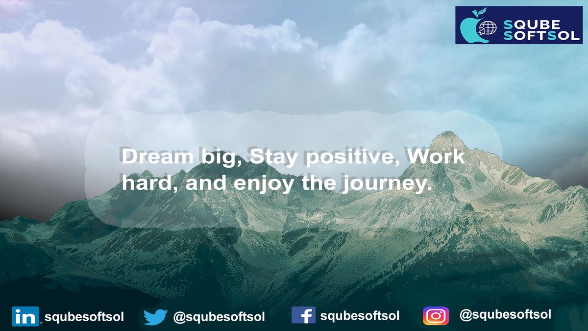 Squbesoftsol's tweet photo. Big dreams stay positive work hard enjoy the journey and life.
#dreams #positivelife #positivenergy #work #squbes #squbesoftsol https://t.co/BNkIa4mSvl