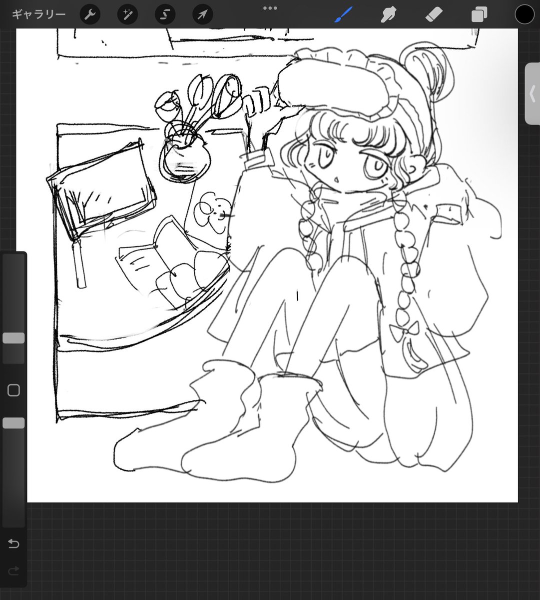 お部屋でだらだら〜描くぞ🐰☁️ 