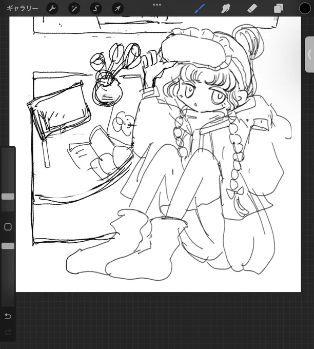 お部屋でだらだら〜描くぞ🐰☁️ 