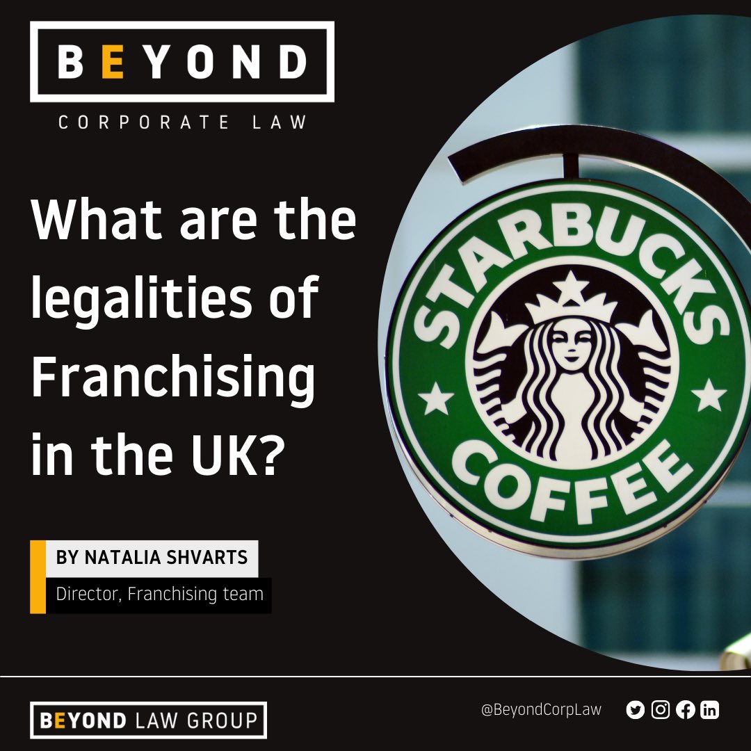Beyond Law Group (@BeyondLawGroup) on Twitter photo 2022-02-18 12:43:02 Natalia Shvarts, Director and part of @BeyondCorpLaw’s Franchising Team, explains how the UK is one of the few countries without franchise specific laws, and why the self-regulated market makes franchising in the UK so attractive. Read more on the link in our bio! Natalia Shvarts, Director and part of @BeyondCorpLaw’s Franchising Team, explains how the UK is one of the few countries without franchise specific laws, and why the self-regulated market makes franchising in the UK so attractive. Read more on the link in our bio!