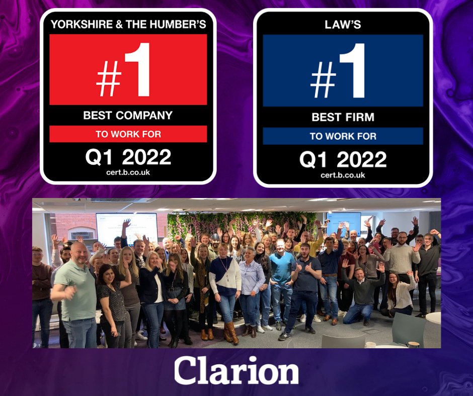We are so proud of our recognition today at the UK's #bestcompanieslive. Two fabulous achievements and recognition for the whole team at Clarion.  Congratulations to everyone recognised in the #bestcompanies2022 lists.