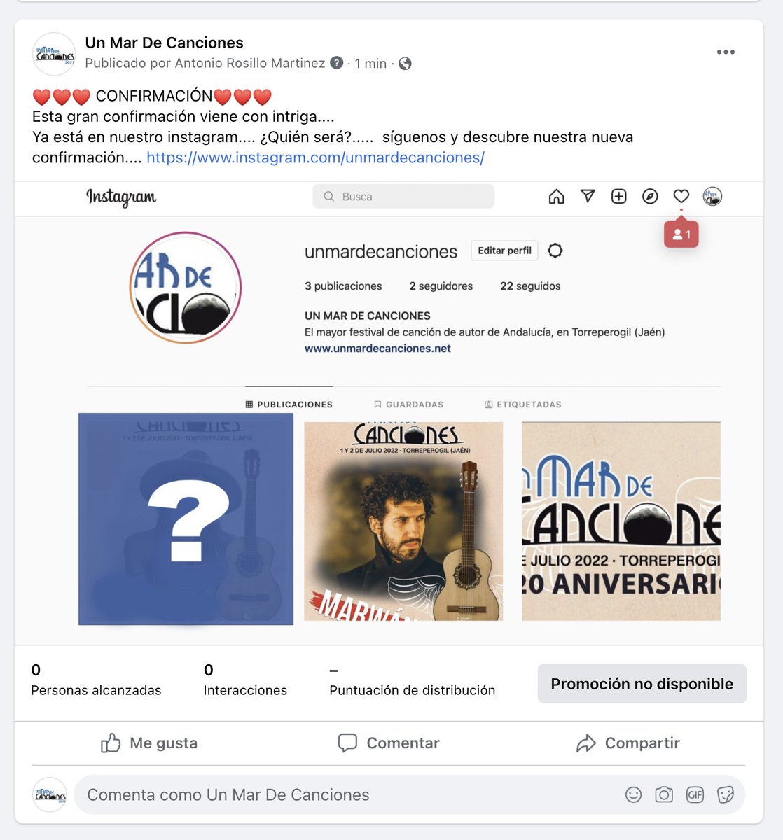 ❤️❤️❤️ CONFIRMACIÓN❤️❤️❤️
Esta gran confirmación viene con intriga....
Ya está en nuestro instagram.... ¿Quién será?.....  síguenos y descubre nuestra nueva confirmación.... instagram.com/unmardecancion…