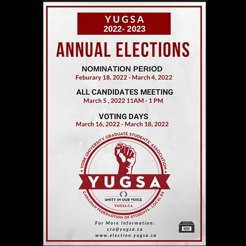 Our Annual Elections are right around the corner &amp; nomination period officially starts TODAY! For more, visit elections.yugsa.ca instagr.am/p/CaHk7adL9Rd/
