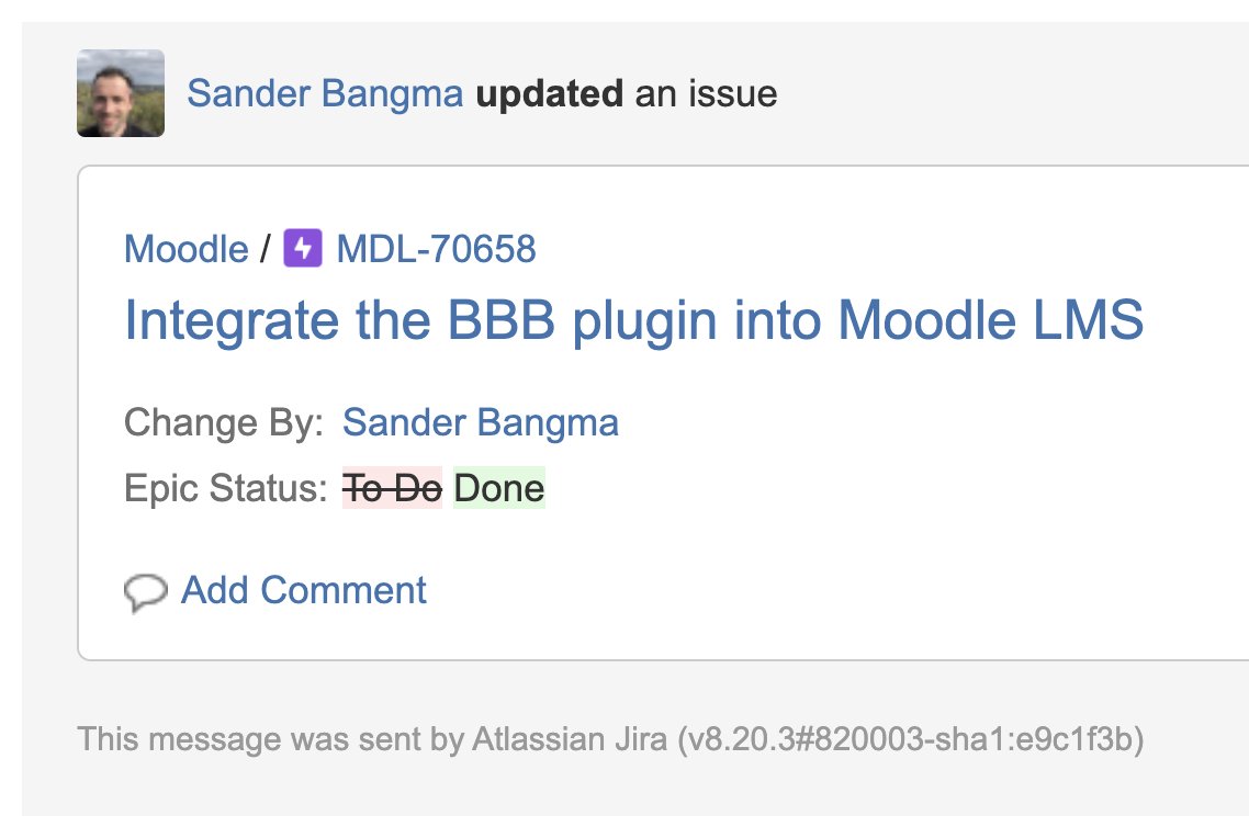 bigbluebutton's tweet photo. Achievement unlocked! BigBlueButton's integration into Moodle is now complete. Our focus is on helping educators teach online through (1) deep integration with the LMS, (2) engagement for learning, and (3) analytics. This merging will enable us to reach new levels in (1) and (3). https://t.co/0YmOSL568R