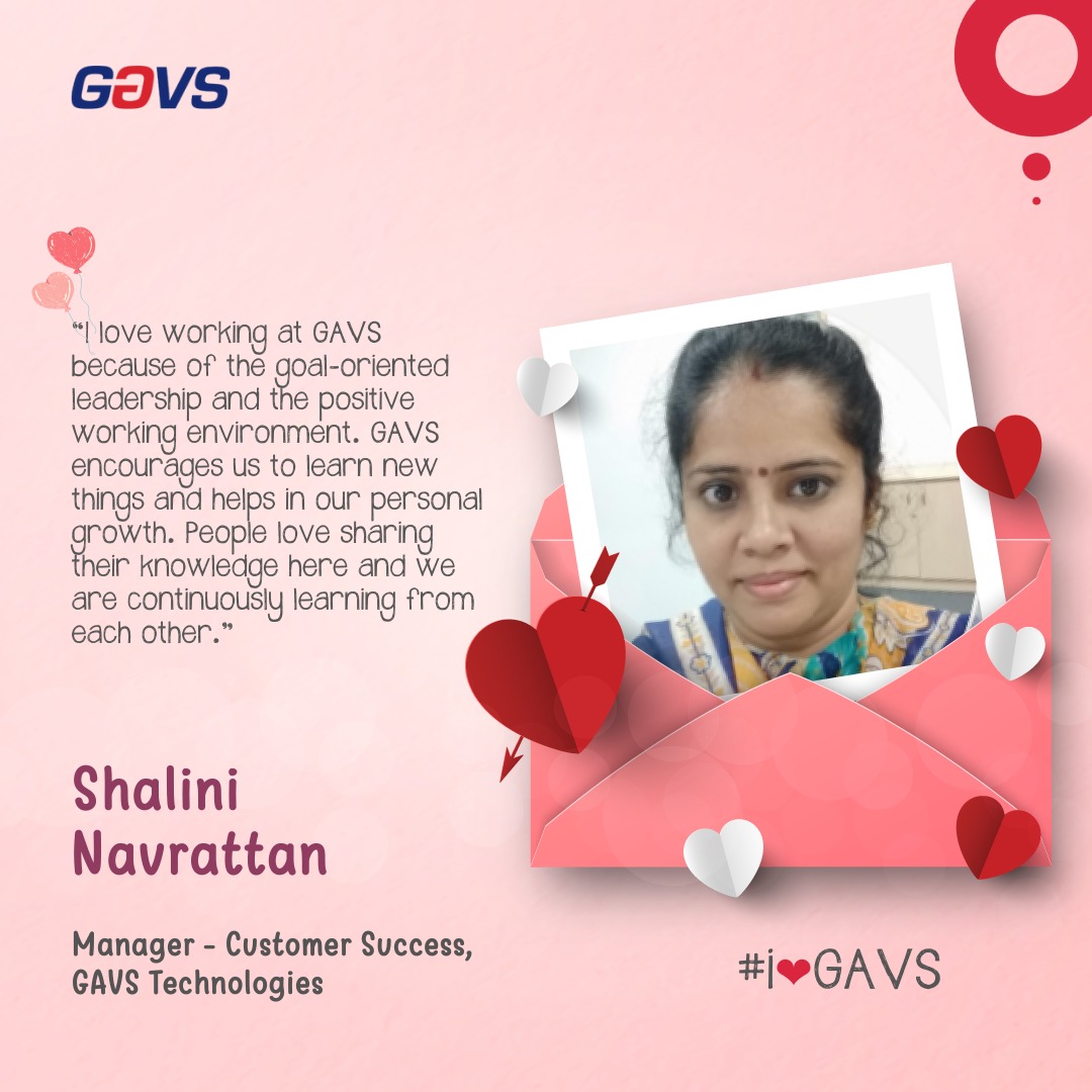 GAVS Technologies (@gavstech) on Twitter photo #GAVSians Shalini Navrattan and <a href="/knkaleemahamed/">kaleem ahamed</a> share on why they 💖 working at GAVS.
#ValentinesOde #GAVSians Shalini Navrattan and <a href="/knkaleemahamed/">kaleem ahamed</a> share on why they 💖 working at GAVS.
#ValentinesOde