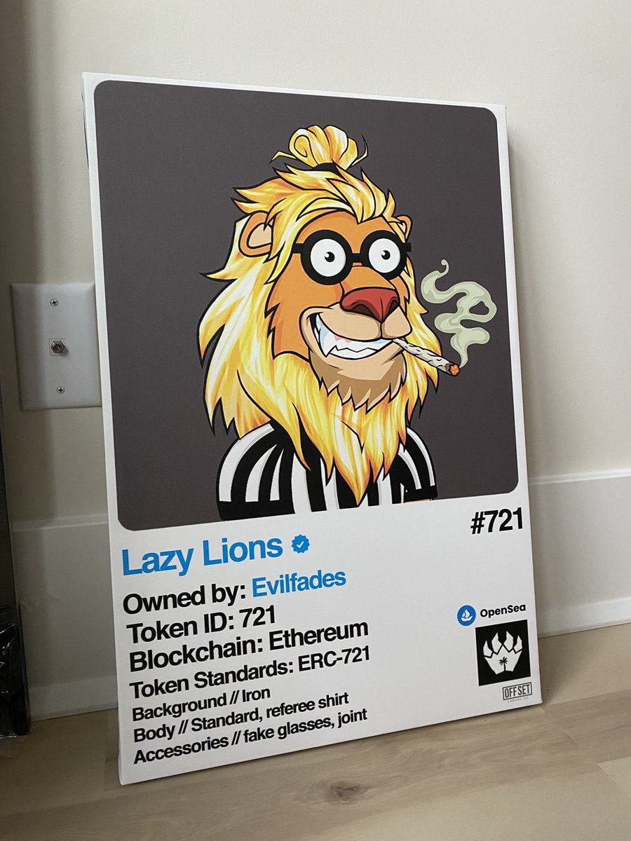 Evilthebarber's tweet photo. @LazyLionsNFT new art in the office 🦁 #LionsOnly #nft #lazylions https://t.co/S5dhhtAOKd