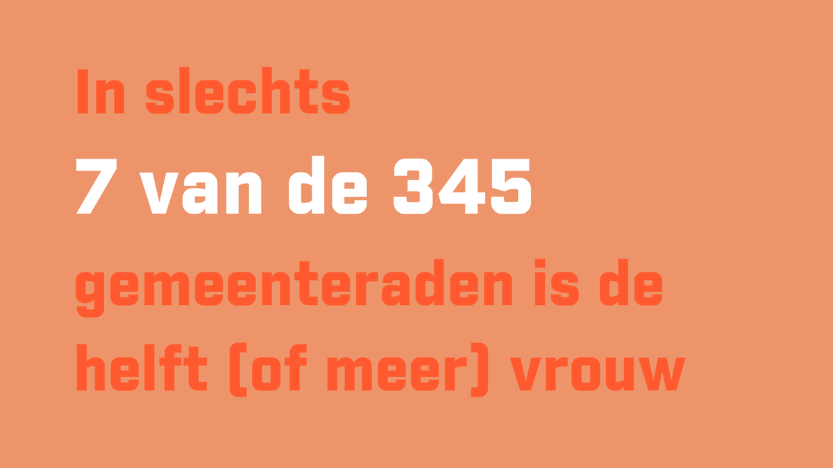 In aanloop naar de gemeenteraadsverkiezingen onderzochten we: hoe staat het er nú voor met vrouwen in de raad? De cijfers zijn pijnlijk: in slechts 7 van de 345 gemeenten zitten er evenveel (of meer) vrouwen dan mannen in de raad. Een draadje. (1/5)