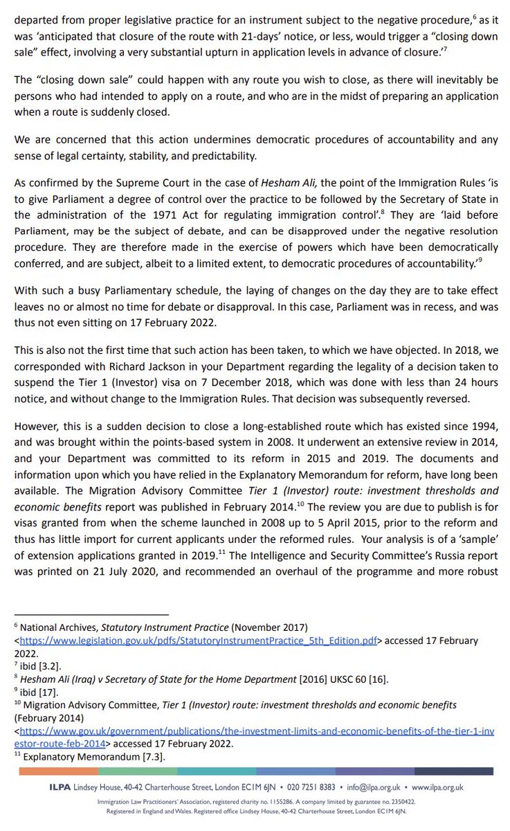ILPAimmigration's tweet photo. We have written an urgent letter to the Home Secretary in relation to the closure of the Tier 1 (Investor) route to all new applicants, from all nationalities, which took immediate effect from 4pm on 17 February 2022: https://t.co/HlSmuvXJKc https://t.co/JUSwWUfKwG