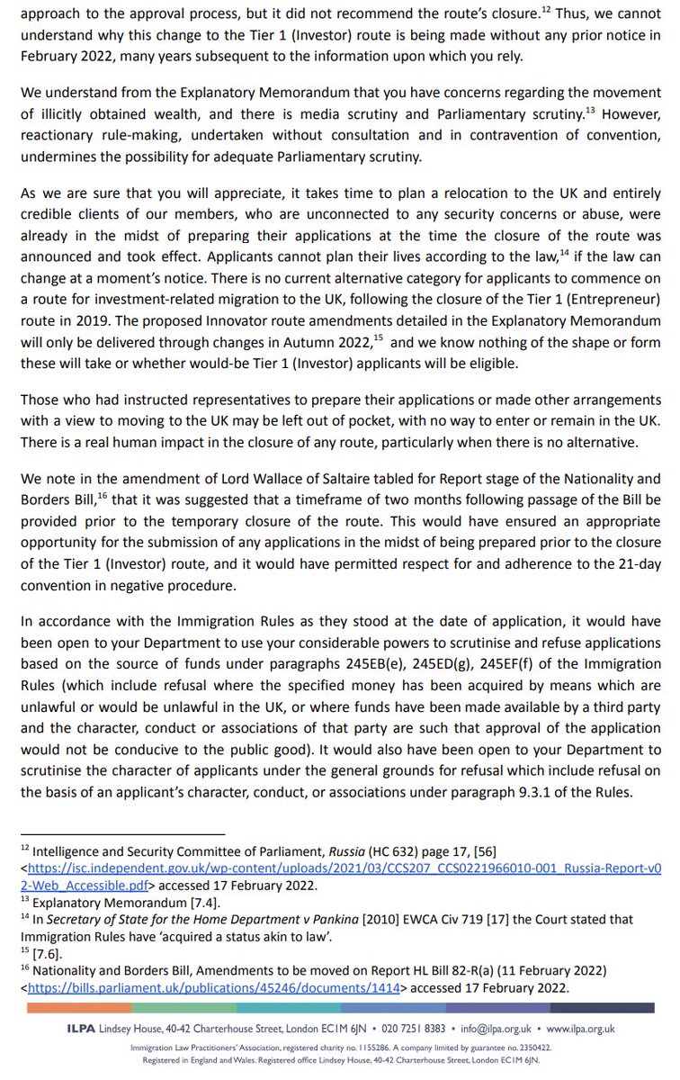 ILPAimmigration's tweet photo. We have written an urgent letter to the Home Secretary in relation to the closure of the Tier 1 (Investor) route to all new applicants, from all nationalities, which took immediate effect from 4pm on 17 February 2022: https://t.co/HlSmuvXJKc https://t.co/JUSwWUfKwG