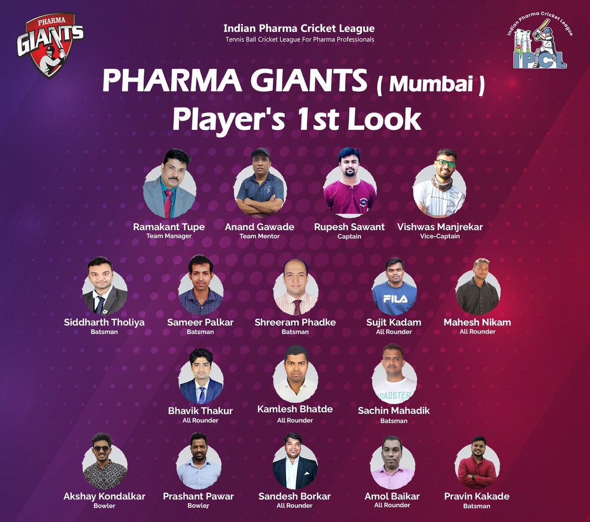 PharmaConnect's tweet photo. Here come Pharma Giants (Mumbai) Player's 1st look... #pharmagiants
An initiative by @Pharmaconnect
Indian Pharma Cricket League
.
.
#ipcl #ipcl2022 #pharmaconnect https://t.co/c77M1krs0h