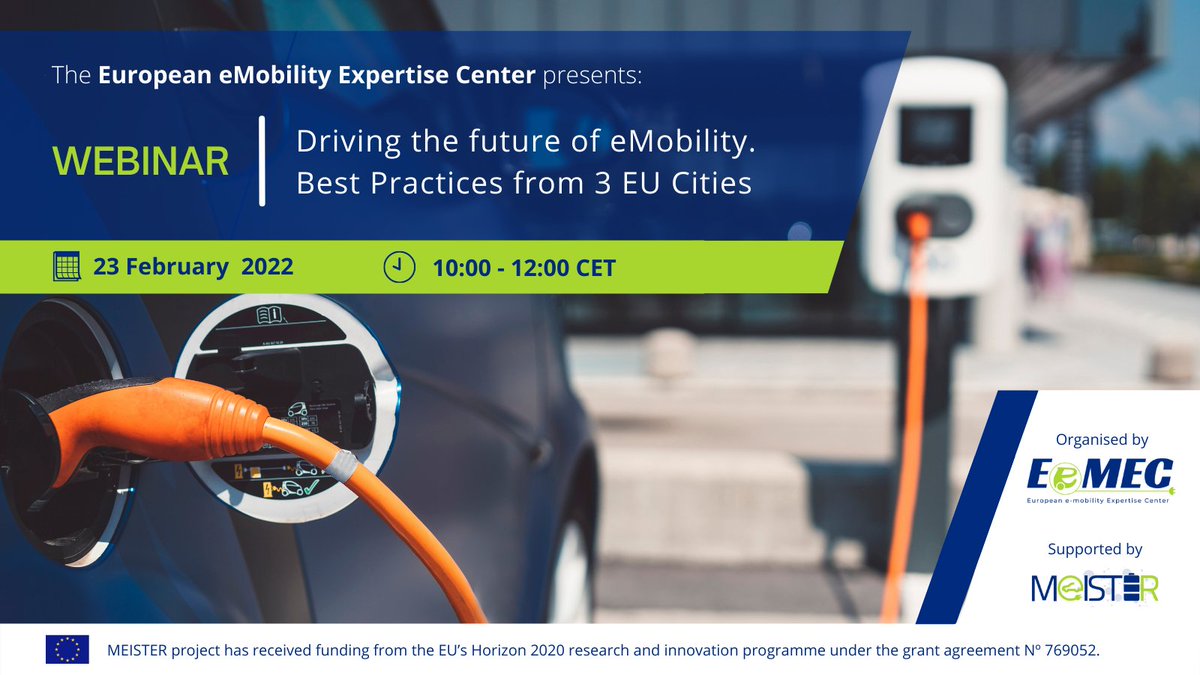 Did you register for our #webinar? You still have time! 

👉Driving the future of eMobility. #BestPractices from 3 EU Cities” 
📅23 Feb - 10:00 CET
✍️Register: bit.ly/35O0Iff

#ElectricVehicles #smartcharging #charging #evcharging  #ev