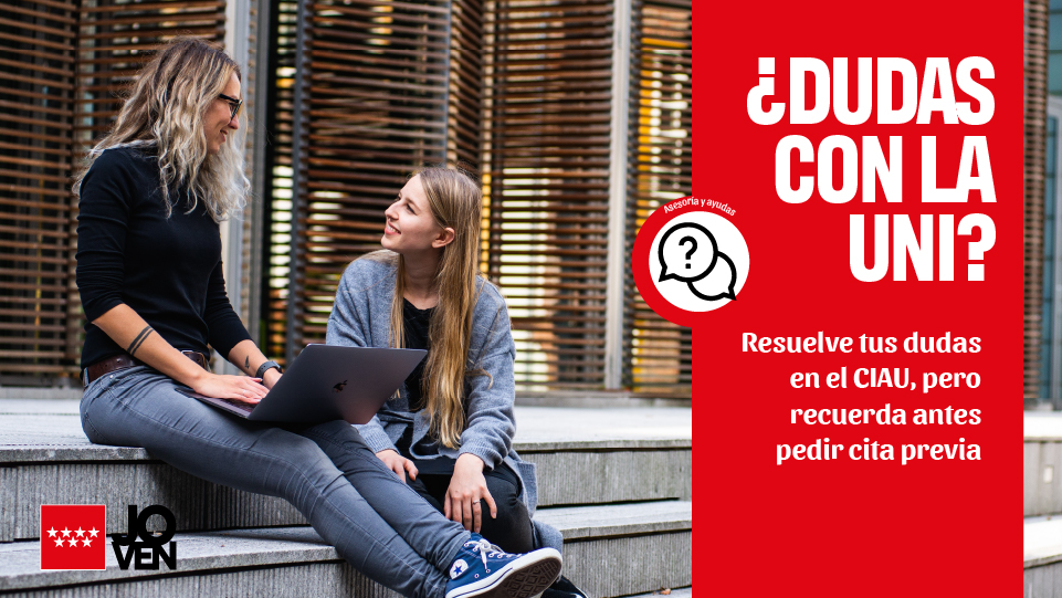 juventudcmadrid's tweet image. ❓ Si vas a entrar a la #Universidad… ¡Resuelve todas tus dudas! 

En el Centro de Información y #AsesoramientoUniversitario (#CIAU) te pueden ayudar. ¡Solicita cita previa!

🔗 bit.ly/34ZplFj 

#JuventudMadrid @ComunidadMadrid @educacmadrid