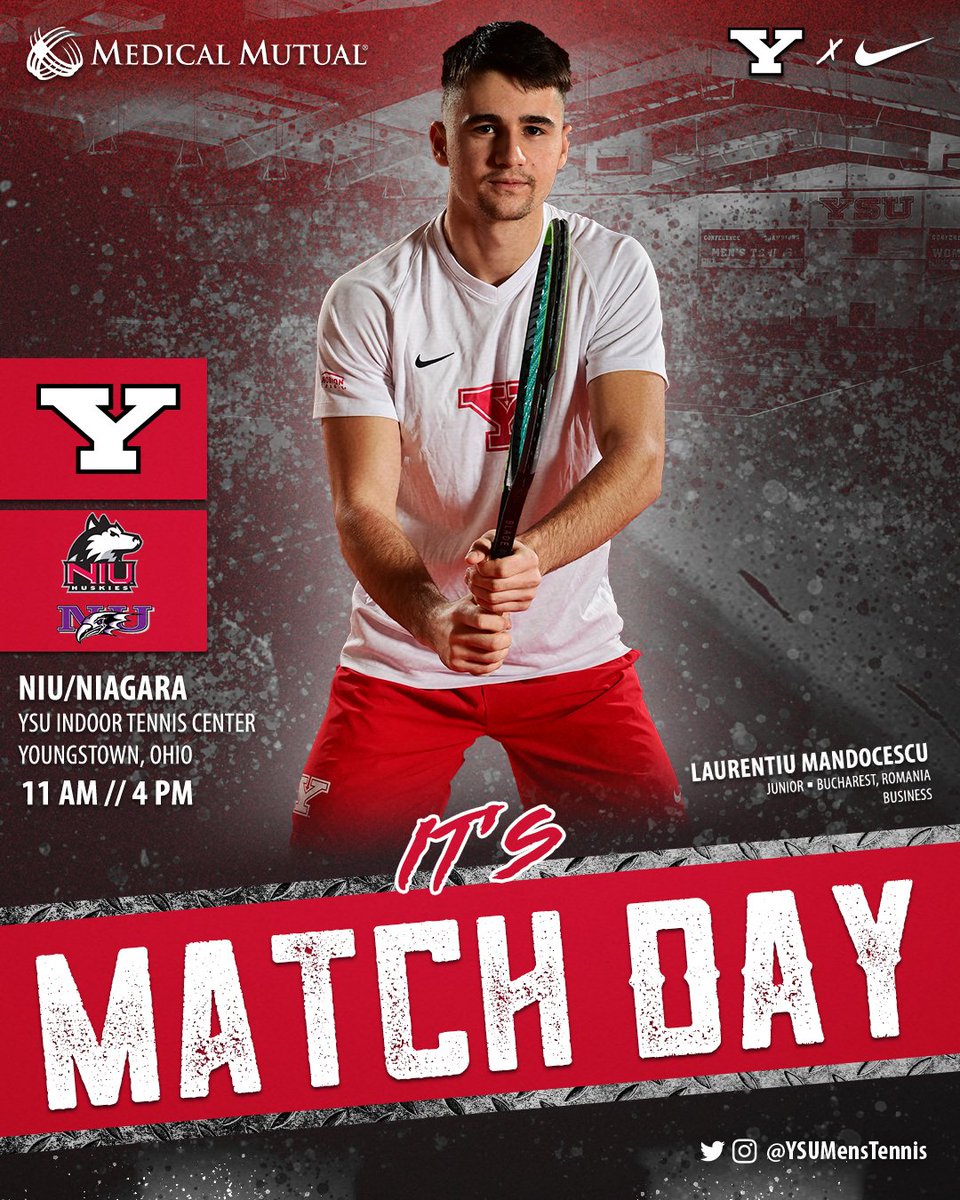 YSUMensTennis's tweet photo. MATCH DAY x 2️⃣!

🎾 vs. Northern Illinois
🏟️ YSU Indoor Tennis Center
📍 Youngstown, Ohio
🕑 11 a.m.

🎾 vs. Niagara
🏟️ YSU Indoor Tennis Center
📍 Youngstown, Ohio
🕑 4 p.m.

#GoGuins https://t.co/WGCMT2OKOw