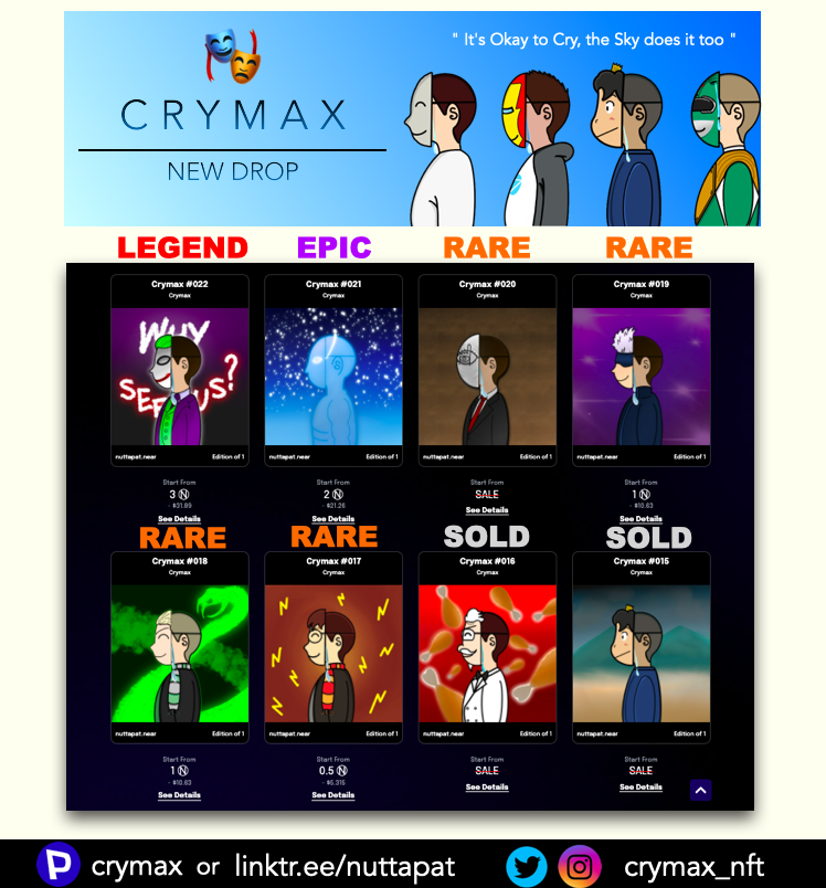 Available Now on Paras !

paras.id/collection/cry…

#Crymax 
#nft #nfts
#NFTGiveaway 
#nftcollector 
#NFTCommmunity
#NFTTHAILAND #NFTThaicommunity  #NFTthai #NFTthaiartist