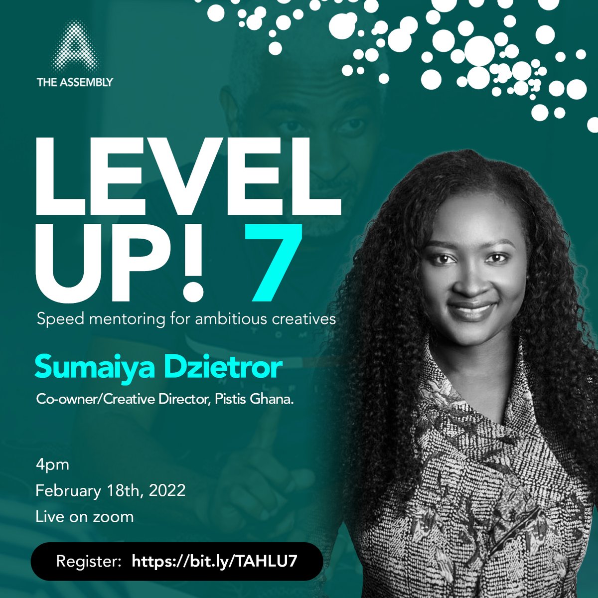 PistisGh's tweet photo. We are excited to announce our co-founder, Mrs Sumaiya Dzietror as a mentor on  Assembly Hub's @assemblyofficial speed mentoring event - LEVEL UP! 7

She will share her time, knowledge and expertise with young creatives in Africa. 
 
#LEVELUP #LEVELUP7 #mentoringforcreatives https://t.co/B7q4fFQO0J