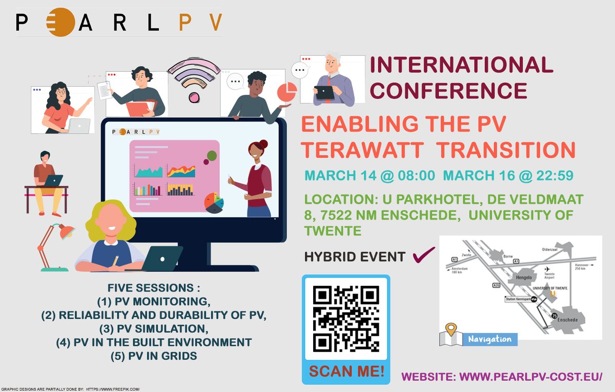 Pearl PV organizing an international conference on “Enabling the PV Terawatt Transition” on March 14-16 2022 at U ParkHotel, Enschede, the Netherlands. It is a hybrid event, you may choose to participate in person or via ZOOM. For more information visit: pearlpv-cost.eu/event/cost-act…