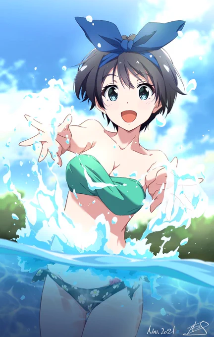 #くそ寒いので水着絵を貼る
かのかり25巻読んだけど、なんという破壊力😆 
