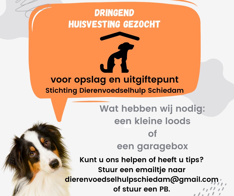 Het zou toch vreselijk zijn om huisdieren uit minimagezinnen met een huisdier niet meer te kunnen helpen vanwege een huisvestings probleem !!! Gemeente Schiedam kan ons hierbij niet helpen. 
Zonder hulp moeten wij stoppen.
#help #weldoener #dieren <a href="/Schiedam_Raad/">GemeenteraadSchiedam</a> #hulpnodig