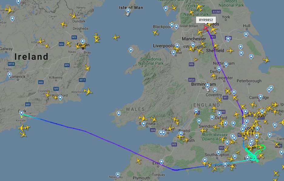 Thoughts with the folks who were hoping to fly from Cork to Gatwick but now seem to be headed somewhere quite different...