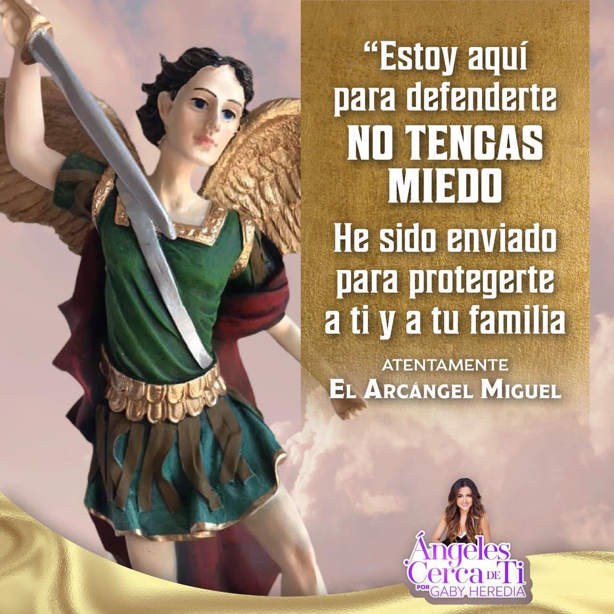 Angelcercadeti's tweet photo. El principal objetivo del Arcángel Miguel es protegerte a ti y tu familia de cualquier peligro. No tengas miedo, Él camina junto a ti… platícale tus temores y miedos y deja que los elimine de tu vida. 

Feliz viernes 
Gaby Heredia 
Ángeles cerca de ti https://t.co/ZWsSr1hU7K