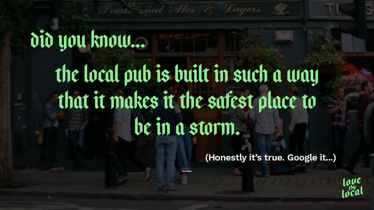 lovethylocal's tweet photo. As the storms batter the UK, we have found some great information that is important for the public to know... 🤙🍻🌧💨
#inthylocalwetrust #lovethylocal #mesqueunpub #pubruary #pubsmatter https://t.co/vlAesz9FUm
