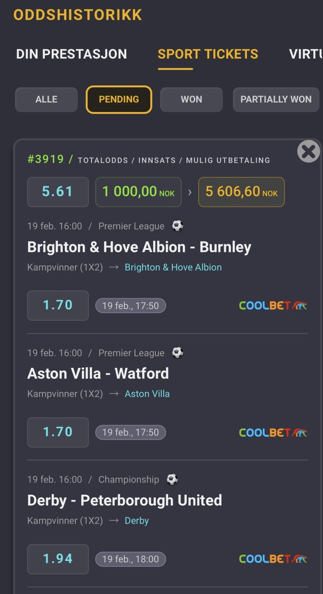 Ny helg og <a href="/DavyWathne/">Davy Wathne</a> har spilt denne trippelen. Ønsker du å vinne en andel? 🙏🏻

✅   ❤️+ følg
✅   Svar: #davysbong 

Vi trekker 6 stk som evt vinner 1000kr hver. Om bongen går inn, får alle 6 en trøstebonus. 💰