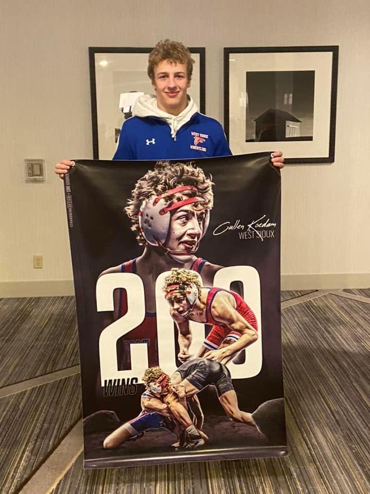 WestSiouxCSD's tweet photo. Congrats to Cullen on his 200th win! He’s only the 2nd wrestler in WS history to accomplish this feat!! #westsioux https://t.co/DDtIInuQxZ