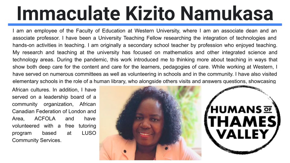 HumansofTVDSB (@humansoftvdsb) on Twitter photo Thank you Immaculate Kizito Namukasa, for your leadership and for your community service. The contributions you've made to teacher education, and the positive impact you have on students across London are incredible. You are an AMAZING Human of Thames Valley! <a href="/TVDSB/">Thames Valley DSB</a> <a href="/TVDSBEquity/">TVDSB Equity and Inclusive Education</a> Thank you Immaculate Kizito Namukasa, for your leadership and for your community service. The contributions you've made to teacher education, and the positive impact you have on students across London are incredible. You are an AMAZING Human of Thames Valley! <a href="/TVDSB/">Thames Valley DSB</a> <a href="/TVDSBEquity/">TVDSB Equity and Inclusive Education</a>