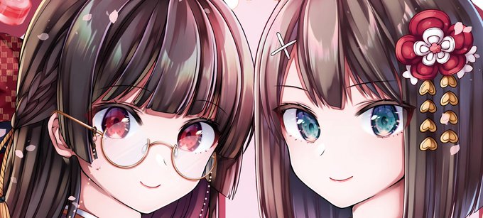 ろころこさん(@lokolokooo)主催の高雄型春合同に寄稿させていただきました～今回も参加できて嬉しいです!
春の摩耶と鳥海を描きました🌸
#2022高雄型春合同 