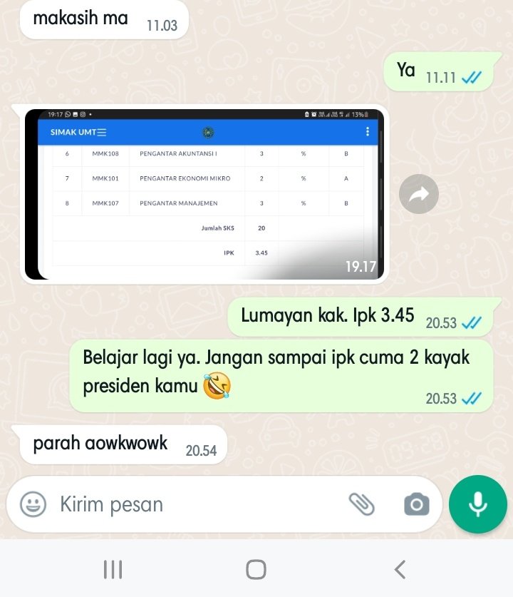 Percakapan WA sama anak gadis 😁