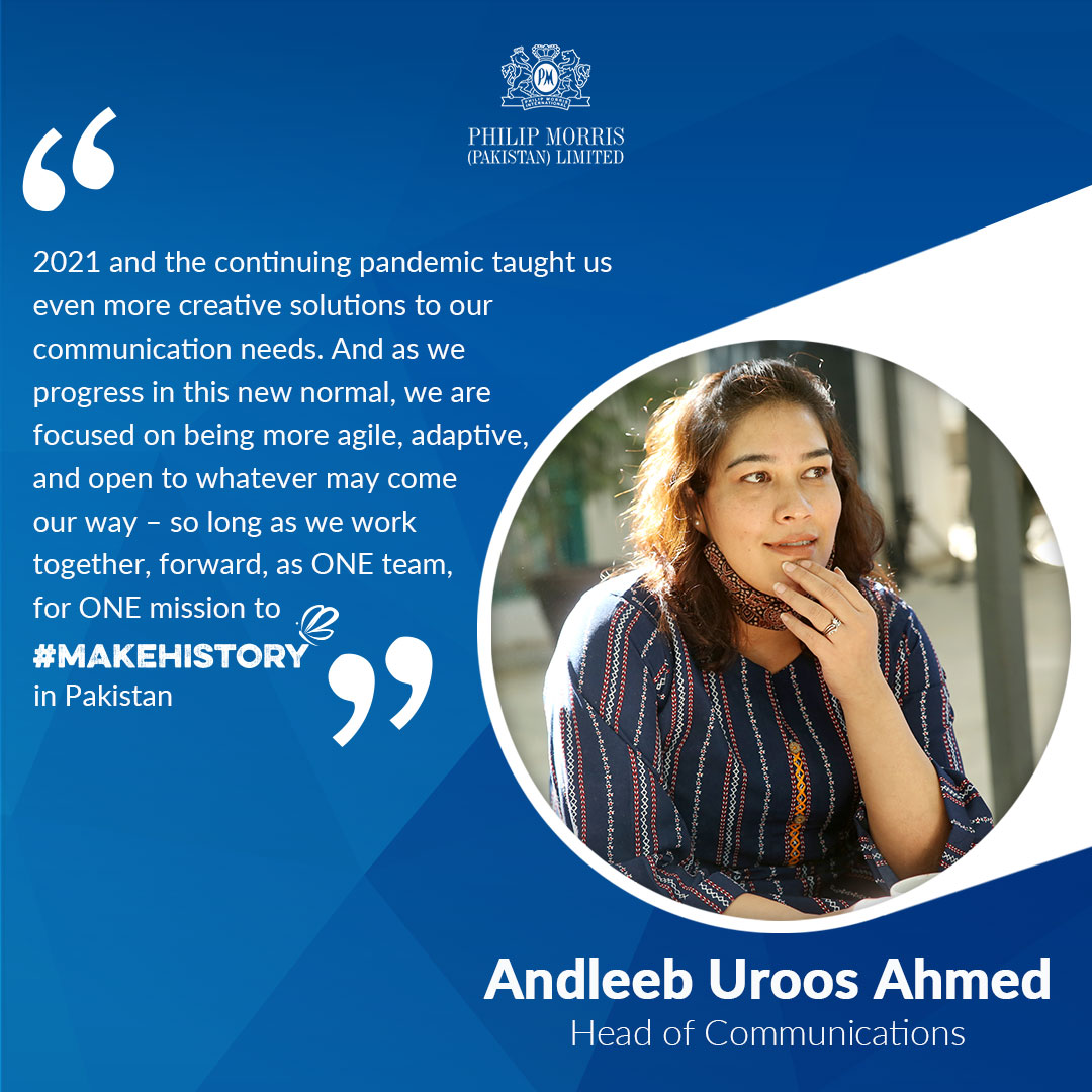 PhilipMorrisPk's tweet image. Uroos believes that we need to work together as ONE team, for ONE mission to #MakeHistory in Pakistan.

#Hello2022