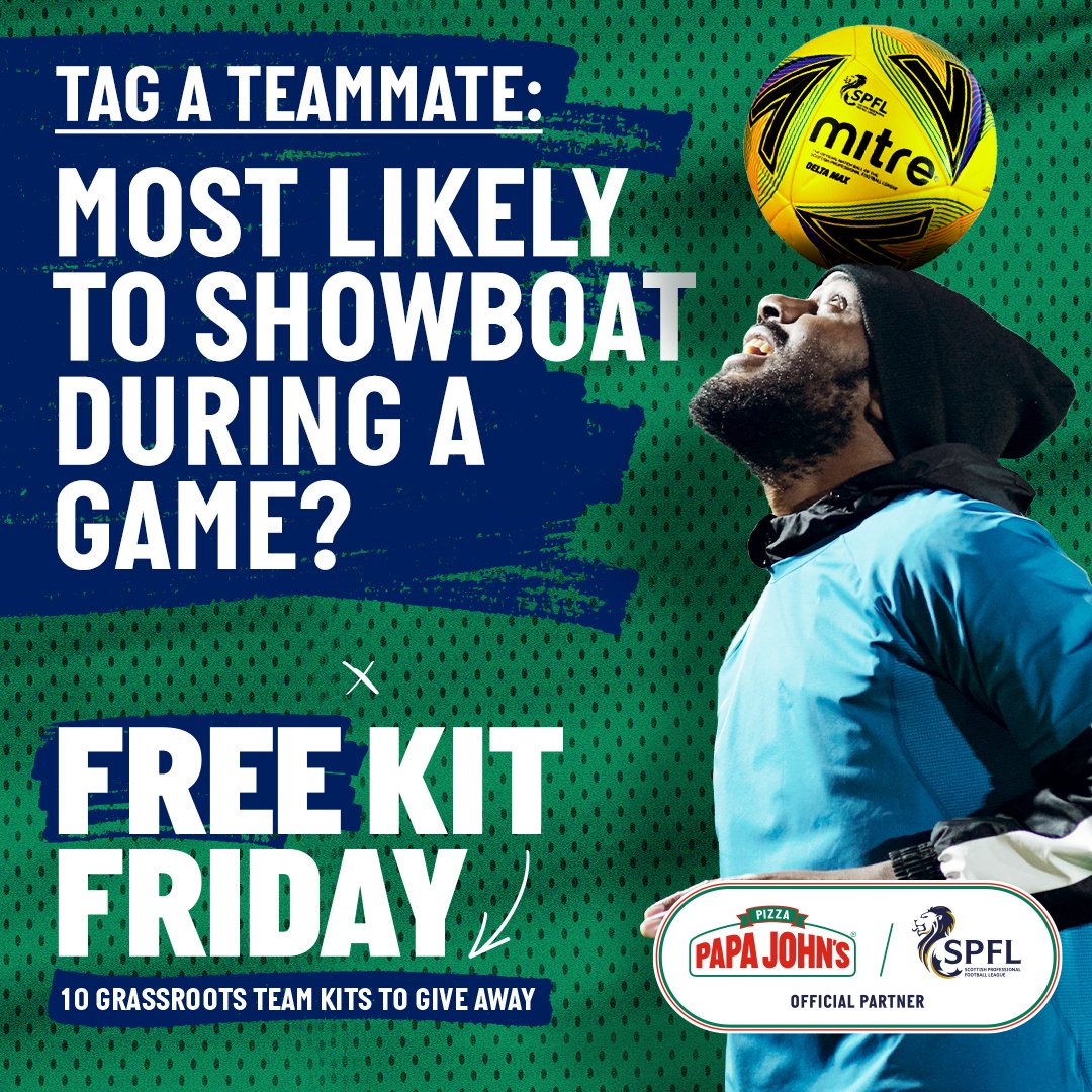 spfl's tweet photo. ๐ Cruyff Turn, Rabona, Elastico. ๐
Tag a teammate who thinks theyโre your clubs most skilful player.
Bragging rights at stake, tag carefully. Comment below for a chance to win a @papajohnsuk kit for your club.
#FreeKitFriday | @PapaJohnsUK https://t.co/xEShEOat2Y