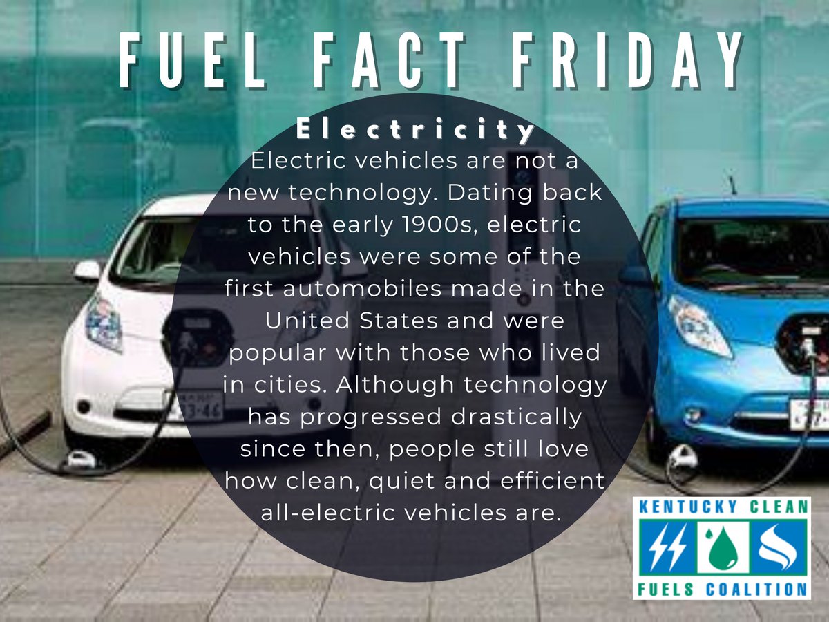 kycleanfuels's tweet photo. It's #FuelFactFriday! Electric vehicles are not a new technology. Dating back to the early 1900s, electric vehicles were some of the first automobiles made in the United States and were popular with those who lived in cities. #Electric #KentuckyCleanFuelsCoaliton https://t.co/gqJWxxZu4E