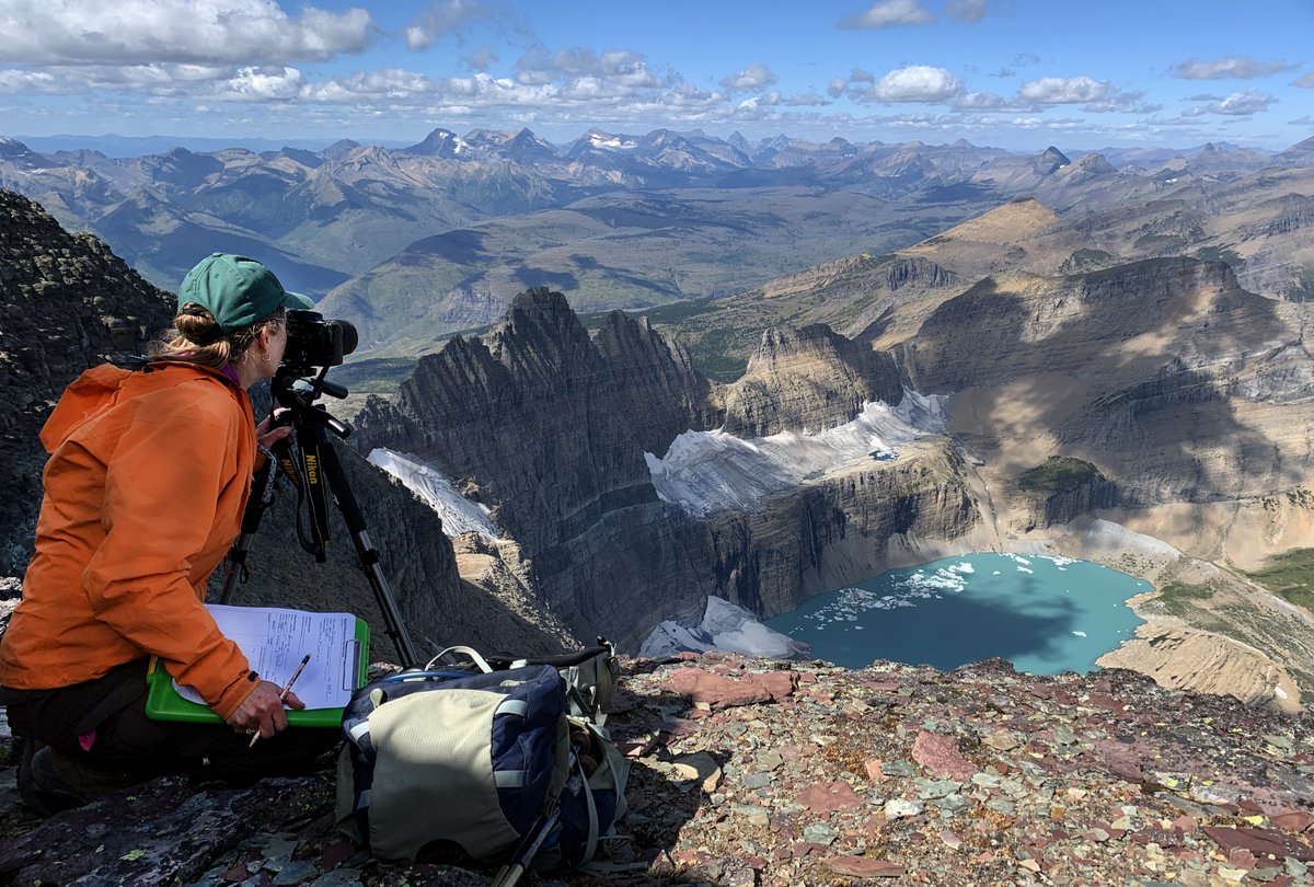 USGS_MT's tweet photo. One of our people taking a repeat photo of #GrinnellGlacier &amp; Salamander Glacier in @GlacierNPS. See our repeat photography collection here: https://t.co/RnkBwNj98I

#GlacierFriday #RepeatPhotography  #USGS_NOROCK #glacier https://t.co/5TMYt7zWKA