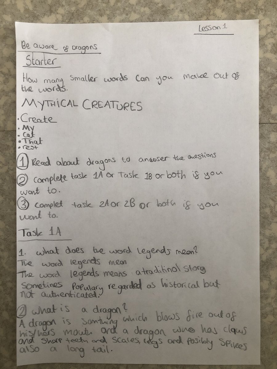 CWCHS_XL's tweet photo. Brilliant blended / online learning work on dragons being completed by XL learners today! Da iawn chi! #ambition #resilience #trust #cwchs https://t.co/cYHCAXeinM