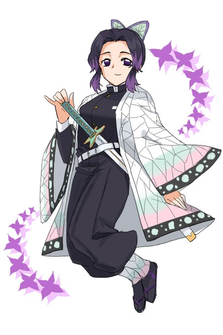 あんこさんがTwitterに投稿した胡蝶しのぶ(鬼滅の刃)のイラスト。