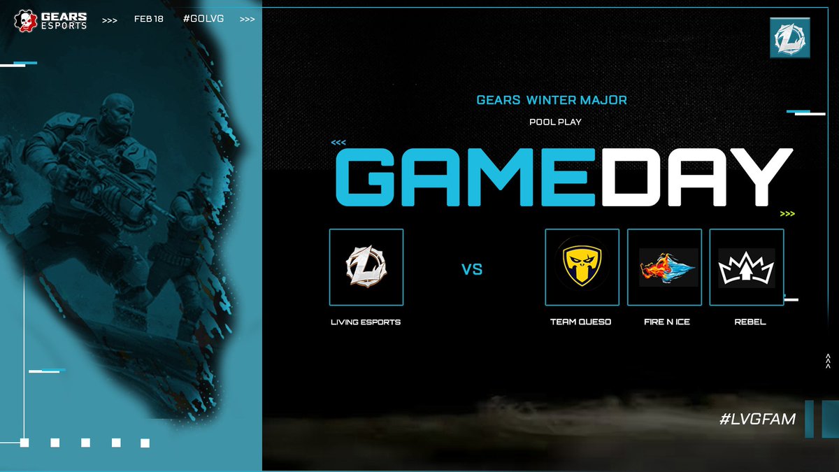 ¡Es el día! #GearsWinterMajor 🔥

⚙️ Living Esports ⚙️

Nuestro primer enfrentamiento en el #WinterMajor vs @TeamQueso, 
esperamos su apoyo en la <a href="/GearsEsports/">Gears Esports</a> !

¡Nos vemos! 👇

⏰10:00 AM 🇲🇽
📺Stream principal: live.gearsofwar.com

 #LVGFAM