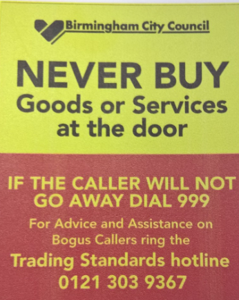 bhamts's tweet photo. #DoorStepSales Display No Cold Calling stickers at your door to deter cold callers. #ScamAware #BrumTS https://t.co/8qyEtvzR6v
