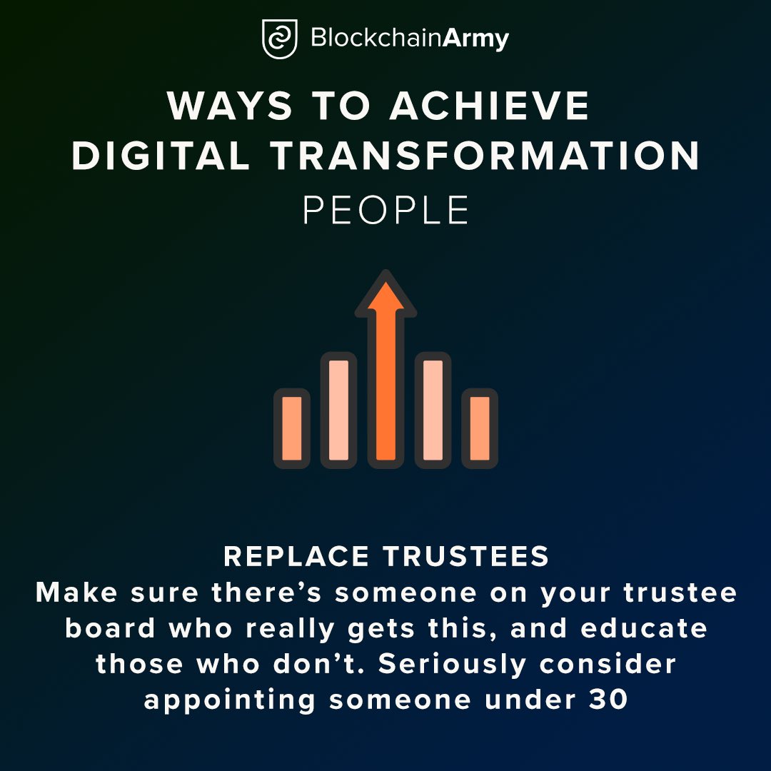 blockchain_army's tweet image. Ways to achieve #digitaltransformation compiled to you by #blockchainarmy 💡Replace trustees