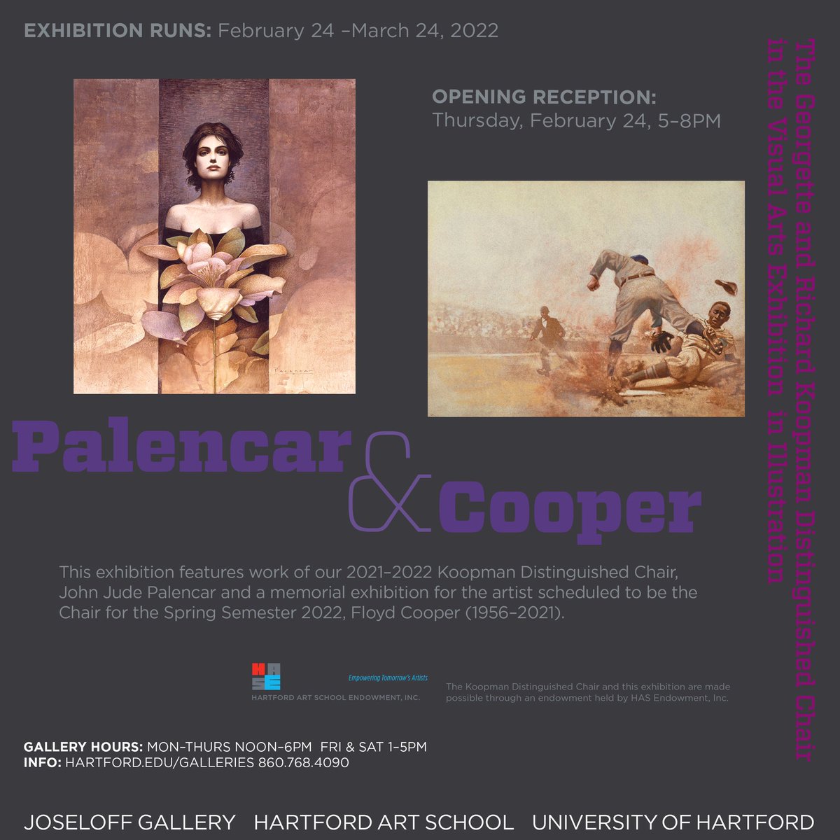 This year, the Koopman Chairs in illustration are John Jude Palencar and Floyd Cooper. We are very lucky to have Palencar as a visiting lecturer and to have the extreme honor of exhibiting the work of Floyd Cooper, who passed away in 2021. #floydcooper #johnjudepalencar