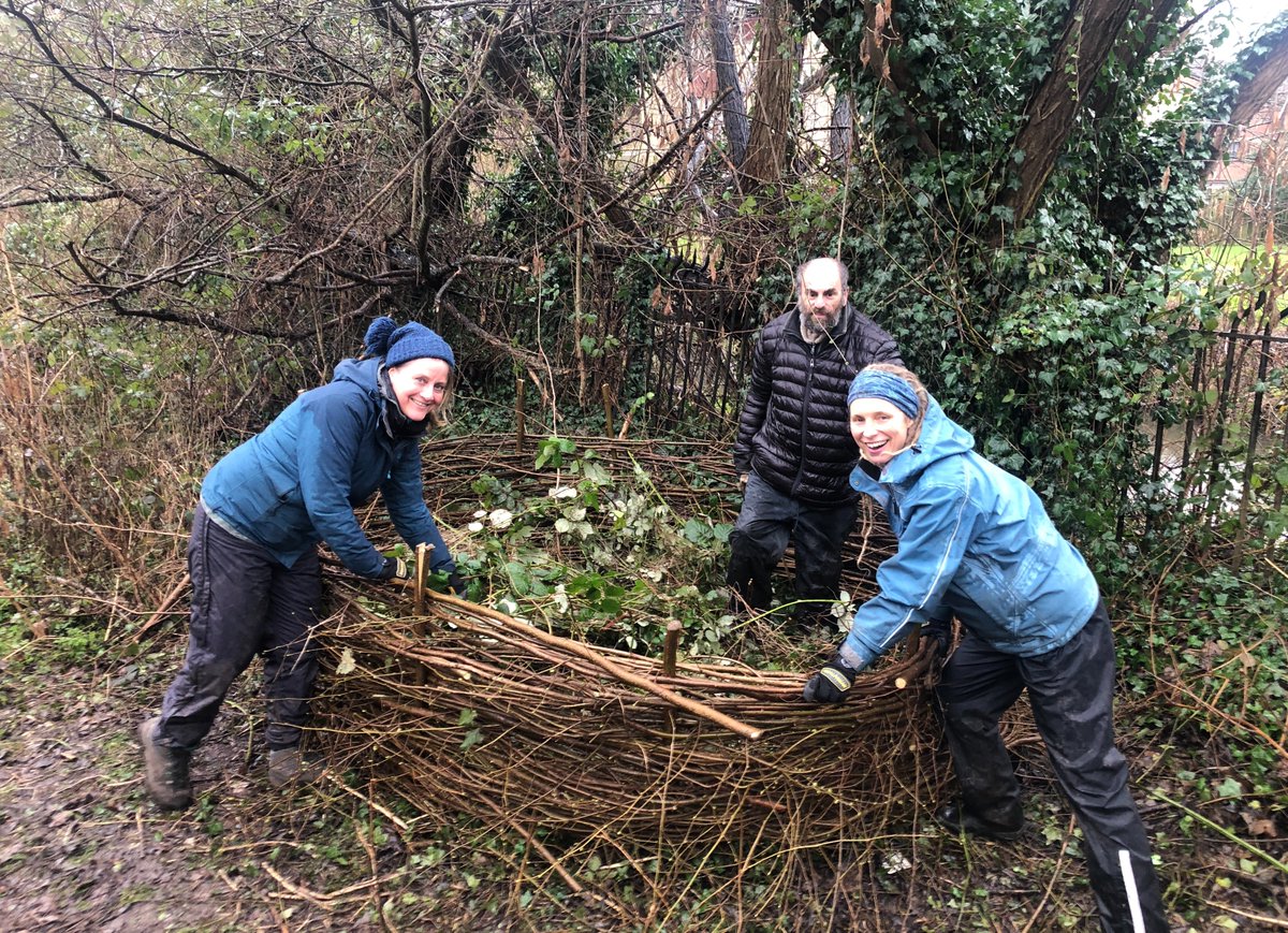 Great first conservation day at the #HolyBrookNook in Coley, under the expert direction of @avlawson, coppicing hazel with @TVerneyB and clearing brambles. We made a Roundhouse! We’ll be there 22nd Feb and 1st, 8th 15th and 22nd March 10am-4pm. hello@nature-nurture.co.uk