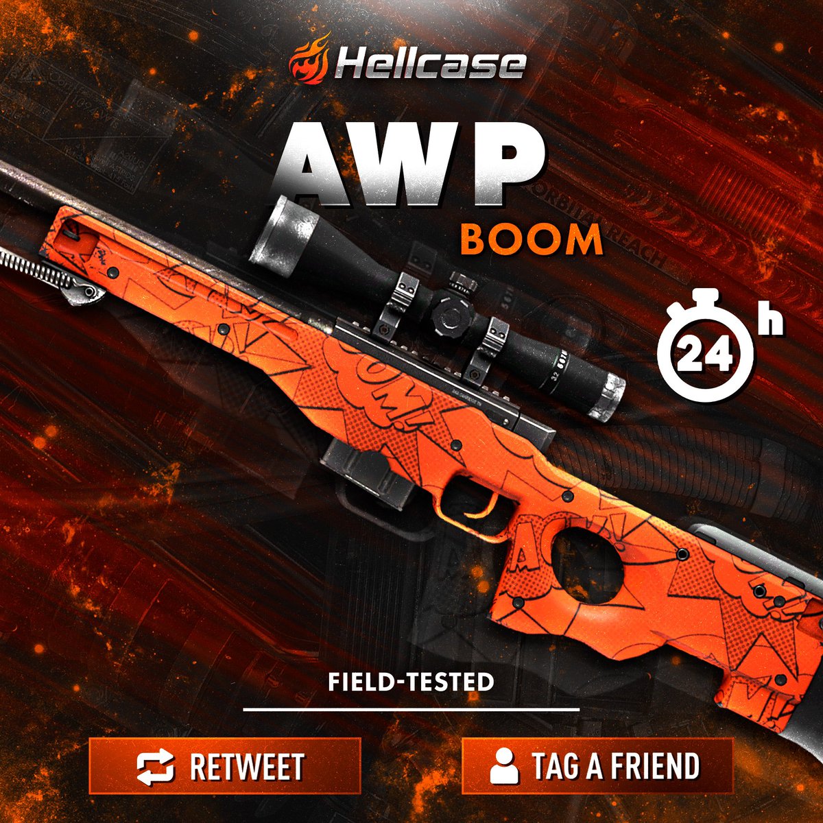 hellcase's tweet photo. 👇Tag The Best Friend &amp; Like
🚀 Follow us
🔥 Retweet this post
😎 The last winner was @GeriraczHUN 

#hellcase #csgo #csgoskin #csgoskins #csgoskinsgiveaway #csgocases #csgocase #hellcasegiveaway #csgoskinsfree #csgoskinsgiveaway https://t.co/lfgcs4uE2W