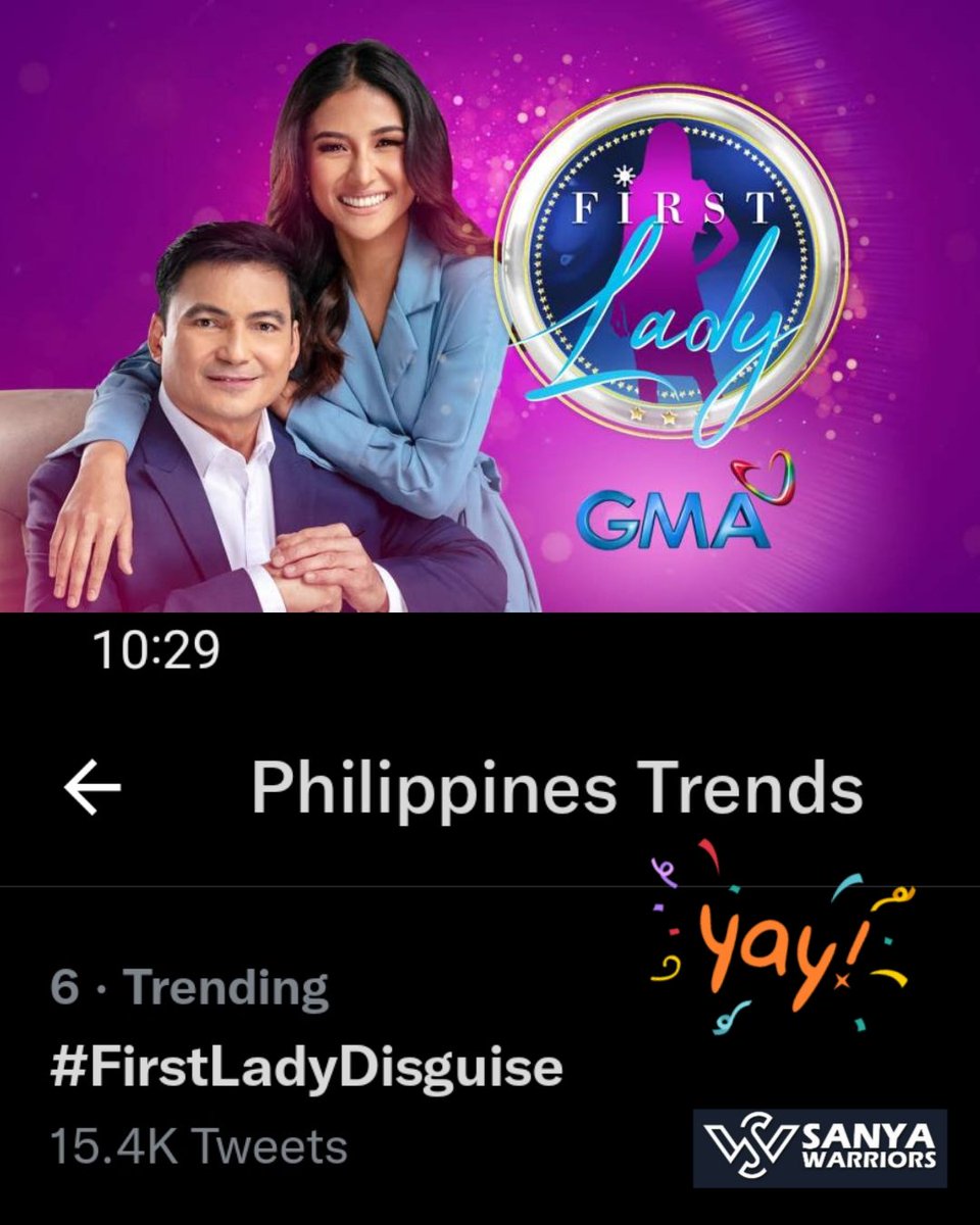 SanyaWarriors's tweet photo. Yehey 15.4k tweets as of 10:29 pm
Thank you po sa lahat ng nanood at nag tweet! Happy Weekend, sa Monday ulit
#FirstLadyDisguise
@sanya_lopez @Sparkle_GMA @gmanetwork @GMADrama @akosi_LA @JojoNones @MagnoPancho @maxinemedina @thia_thomalla @thou_ism https://t.co/UwNgvmW23l