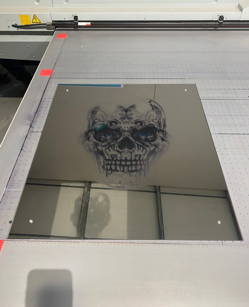 skull image printed onto the face of a mirror