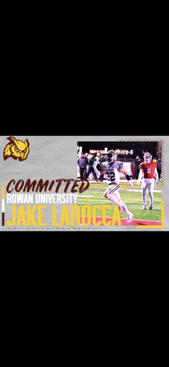 JakeLarocca4's tweet photo. Its official, Blessed !! @coachwcurrie @BrickMemorialHS @Rowan_Football https://t.co/rhDpIbJdQN