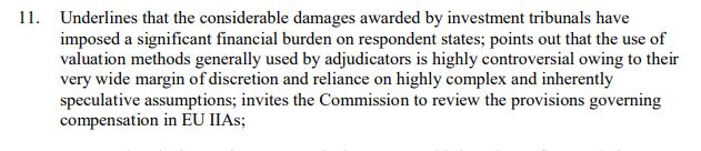 aveekchk's tweet photo. Good to see the Committee on International Trade of the EU Parliament recognize the risks associated with the frequent reliance by #ISDS tribunals on their "wide margin of discretion" in quantifying damages. This was the subject of my PhD thesis that I defended last December. https://t.co/9RwLjFZ0FU